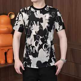春夏季新款修身内搭扎染做旧欧美风休闲显瘦百搭短袖T恤男女