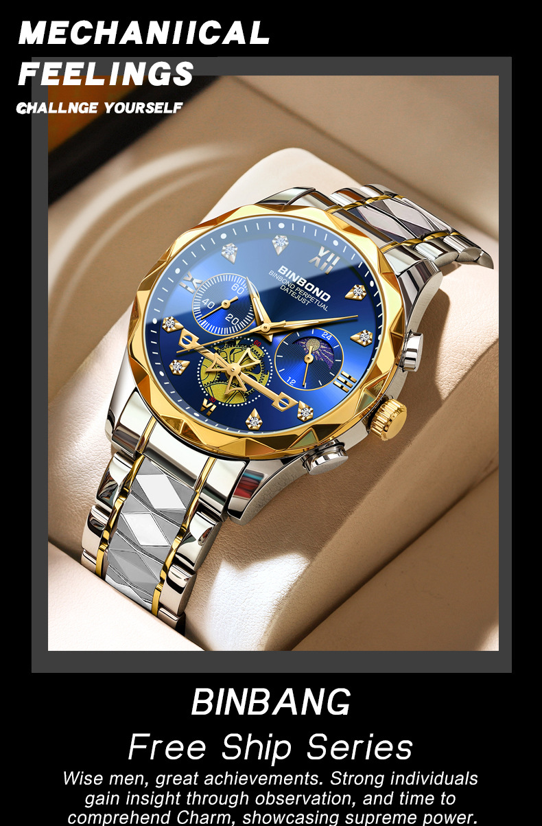 Men's Quartz Watch Multifunctional Tungsten Steel Chronograph_voghion.com