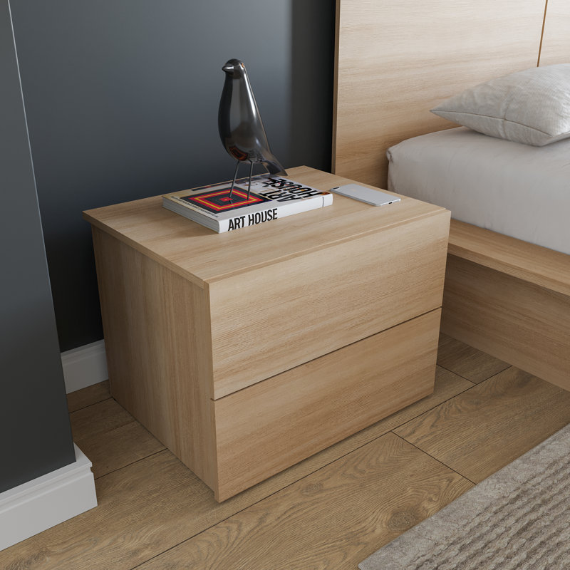 Factory Simple and Creative Bedside Table with Double Drawers Supports Sample