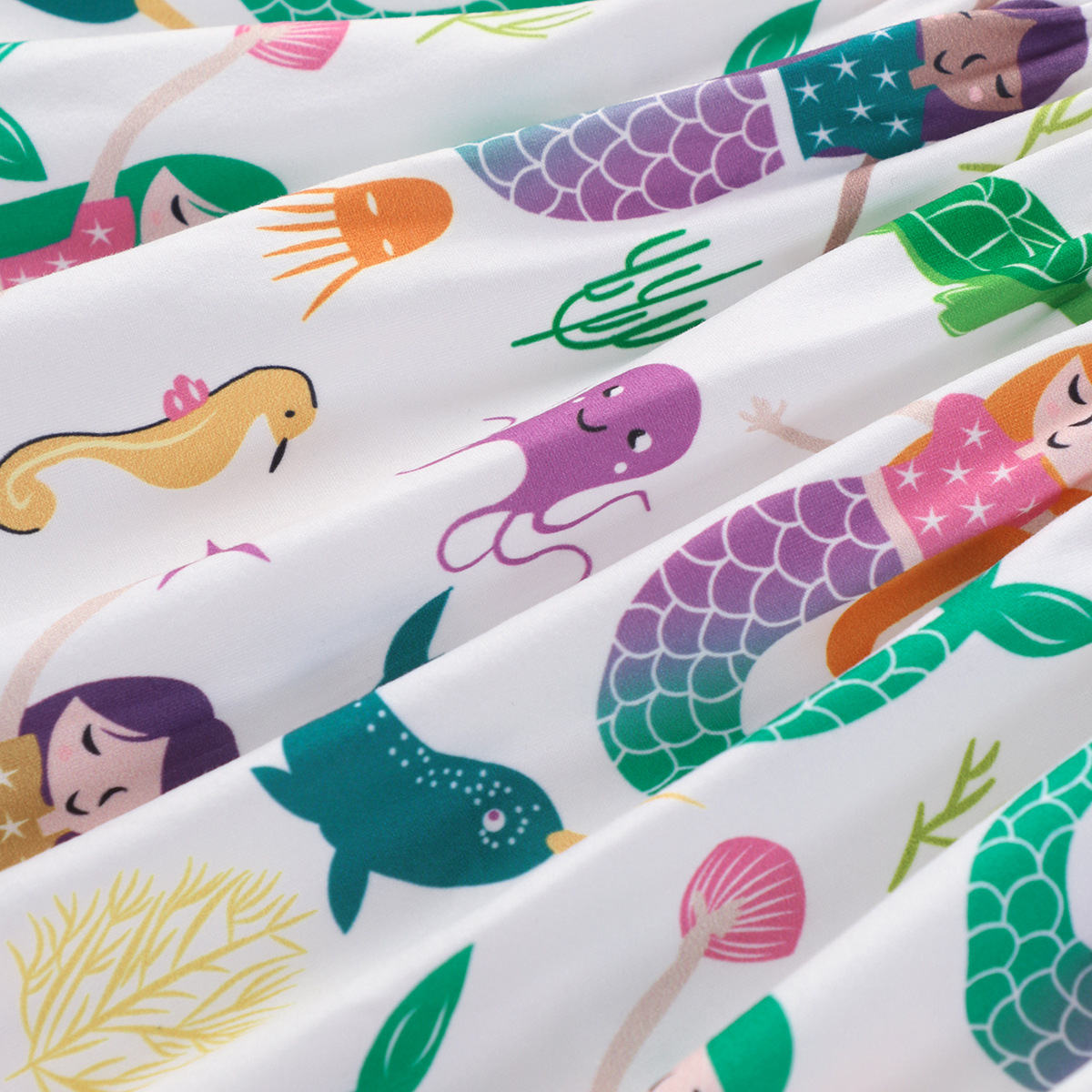 Patrón de la sirena los niños volando mangas transpirable fresco vestido cintura