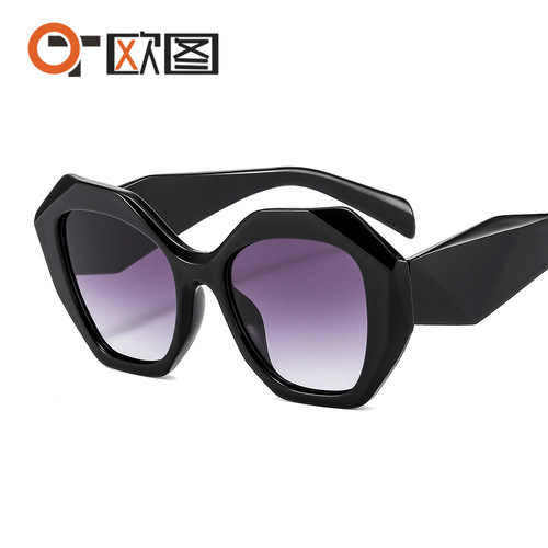 New polygonal women's fashion sunglasses gorgeous retro large frame UV400 cross-border sunglasses wholesale 9454