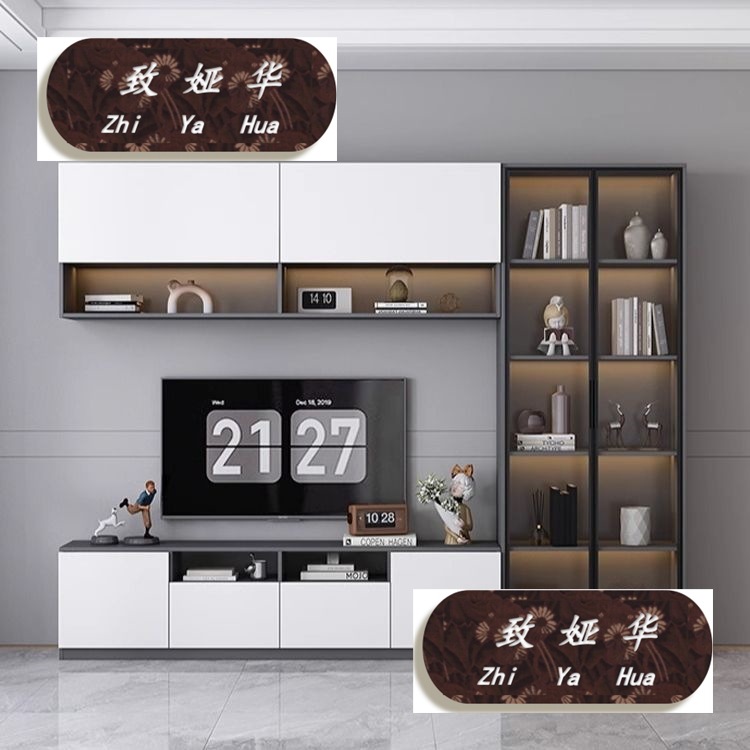 Living Room Nordic Modern Simple Full Wall Storage Cabinet New Tv Cabinet Integrated Combination Light Luxury Background Wall Cabinet Overall