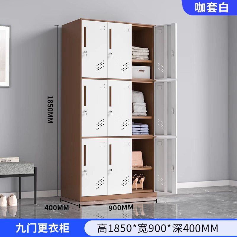 Desmontaje y montaje armario de borde estrecho armario de almacenamiento multipuerta dormitorio del personal armario de cambio de gimnasio con bloqueo armario de almacenamiento