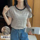 Breastfeeding Clothes Summer Clothes Postpartum Lift-up Short-sleeved Striped Top Summer Breastfeeding Clothes Feeding T-shirt Korean-style Base Shirt