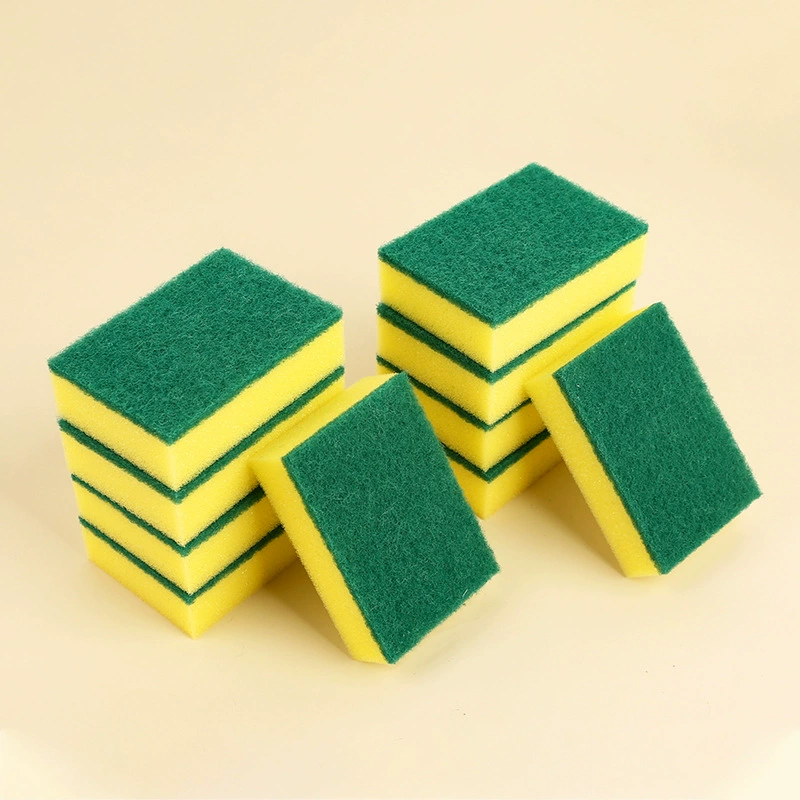 Scrub Sponge — Dual-Layer Sponge with Scouring Pad, 10×7×3 cm, single & multi-pack options