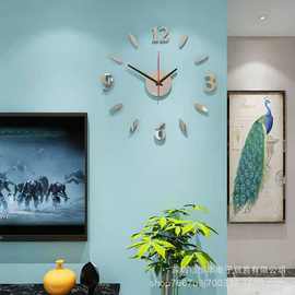 厂家直销客厅现代简约静音创意时钟表家用装饰表亚克力墙贴花壁钟