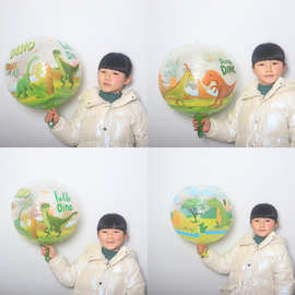 批发新款22寸4D透明卡通森林动物恐龙气球生日主题派对装饰飘空球