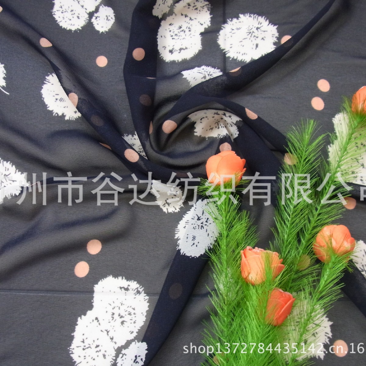 厂家供应：复合丝雪纺/复合丝绒雪纺印花20D涤纶+26D复合丝