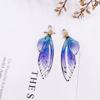 Cross -border S925 temperament butterfly crystal earrings Female personality cicada wings wings gradient color fresh earrings manufacturers hot sales