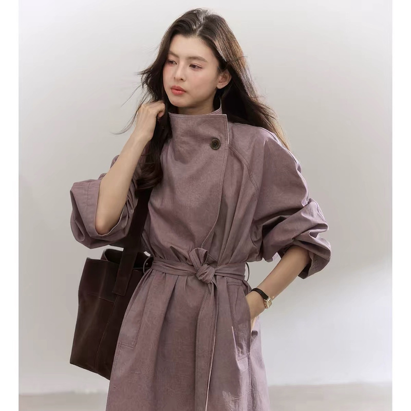 Eryang Design Zifu Intellectual Style Purple High-End Trench Coat for Women, Autumn Minimalist Coat Eryang Design Zifu Intellectual Style Purple High-End Trench Coat for Women, Autumn Minimalist Coat