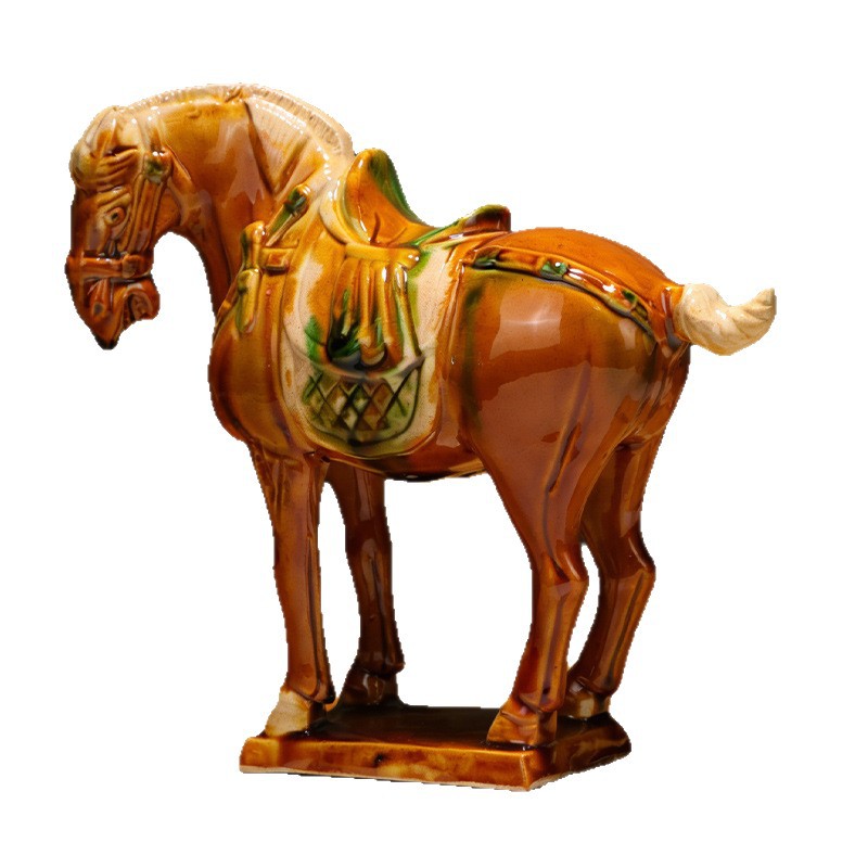 Tang tres coloridos caballos cerámicos decoraciones del año del caballo seis caballos Museo de caballos chinos artesanías decoraciones de sala de estar