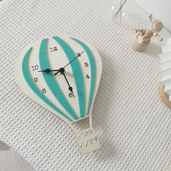 Ins Nordic Home Hot Air Balloon Clock Children's Room Silent Clock Wall Decoration Children's Room Wall Installation Fine