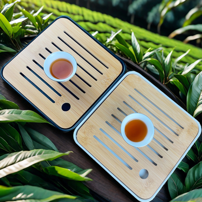 작은사각대나무접시 [블랙] 19.3cm 컵없음