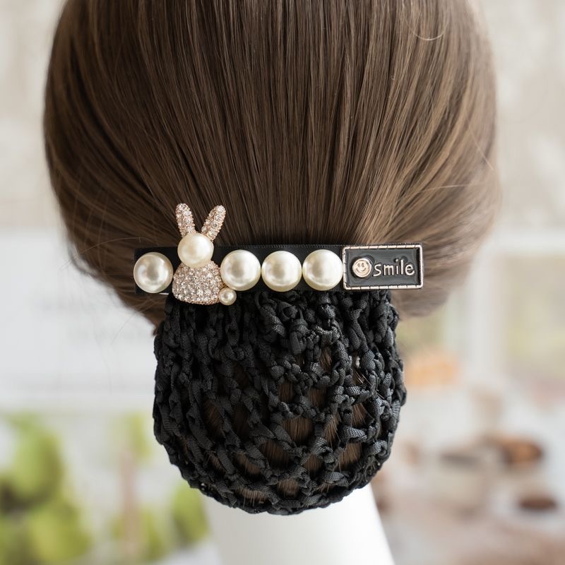 Simple Hair Flower Women's Net Bag Professional Nurse Hair Net Waiter Work Hair Bank Stewardess Bow Hair Accessories