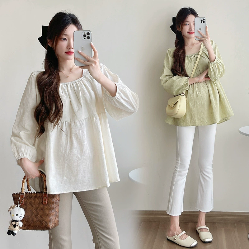 Платье весеннее для беременных, хлопок и лён, oversize