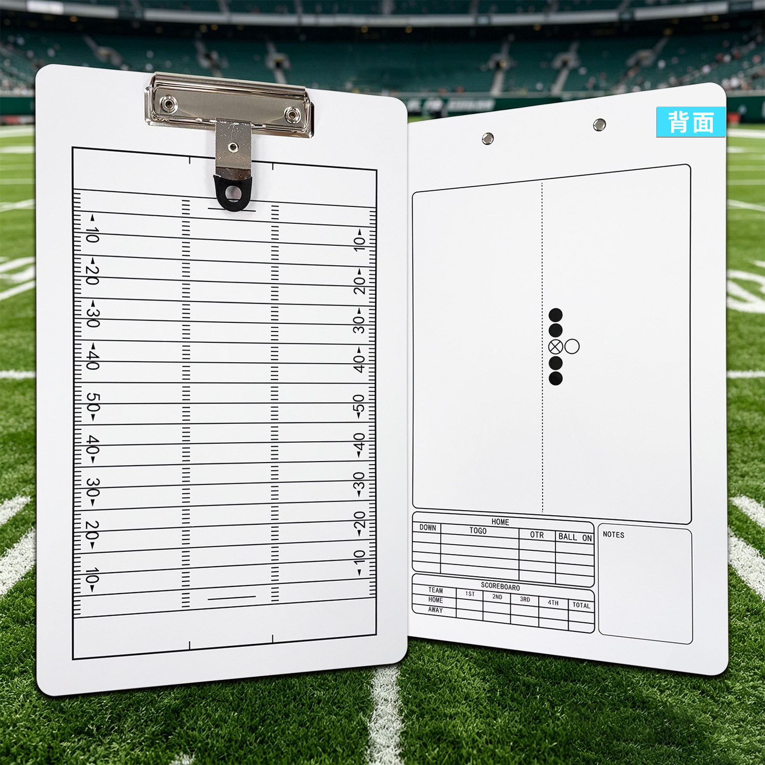Football tactical board, American and British style, double-sided, straight-type, with pen, erasable, for coach guidance and instruction