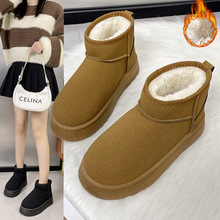 厚底雪地靴女冬2025新款加绒加厚短筒保暖外穿棉鞋防滑增高毛毛鞋