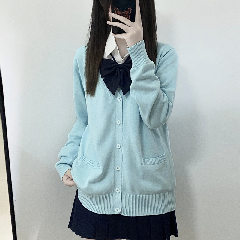Original Jk Sweater Cardigan Jacket for Women, Autumn and Winter Japanese Style College Uniform School Vibe Versatile Long-Sleeve Knit Top