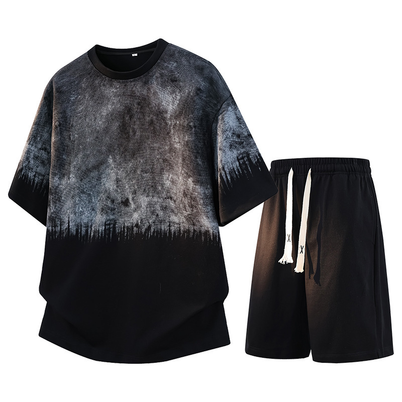 2026 Summer Men's Suit with Raglan Sleeves, Casual Loose Breathable Short-Sleeved Shorts Two-Piece Student Sports Suit 2026 Summer Men's Suit with Raglan Sleeves, Casual Loose Breathable Short-Sleeved Shorts Two-Piece Student Sports Suit