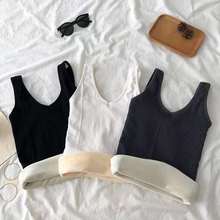 秋冬保暖棉背心女内穿打底衣加绒加厚防寒学生韩版小吊带外穿上衣