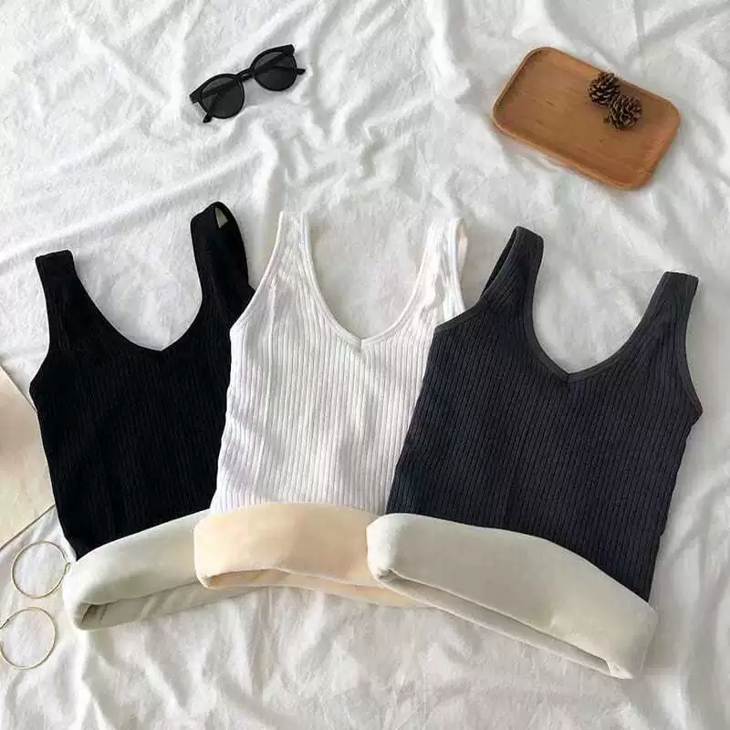 Осенне-зимний теплый хлопковый жилет для женщин, базовый слой внутренней одежды, на флисовой подкладке и утолщенный для защиты от холода, маленькая верхняя одежда-бретелька в корейском стиле для студентов.