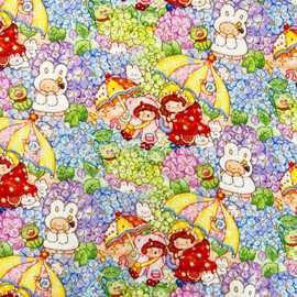 全棉双层纱布韩版数码印花布料汤丸酱插画花布童装家居服包包饰品