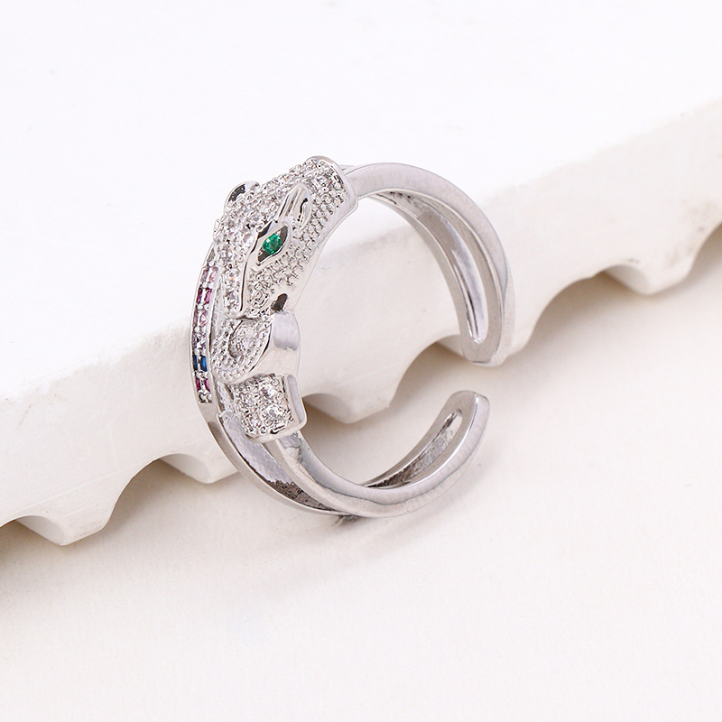 Kreativer neuer personalisierter Hip-Hop-Ring mit Leopardenkopf und Volldiamant, doppellagiges Hohldesign, modischer, vielseitiger Ring_voghion.com