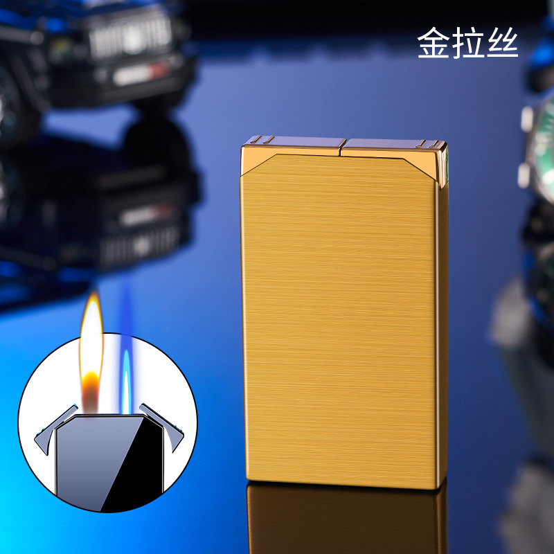 Zy052クリエイティブインフレータブル二重火ライター直冲金属防风炎火二重火変换ライター|undefined