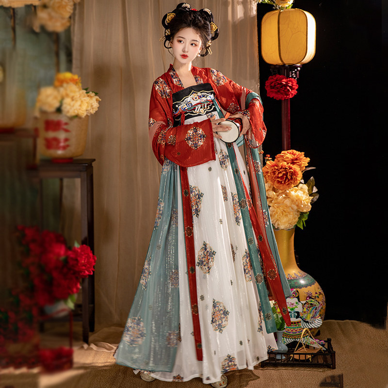 Customized Original Hanfu for Women, Tang-Style Restored Model, Qi-Xiong Ruqun, National Style Embroidery, Spring and Summer Daily Wear Adult Women's Set Customized Original Hanfu for Women, Tang-Style Restored Model, Qi-Xiong Ruqun, National Style Embroidery, Spring and Summer Daily Wear Adult Women's Set