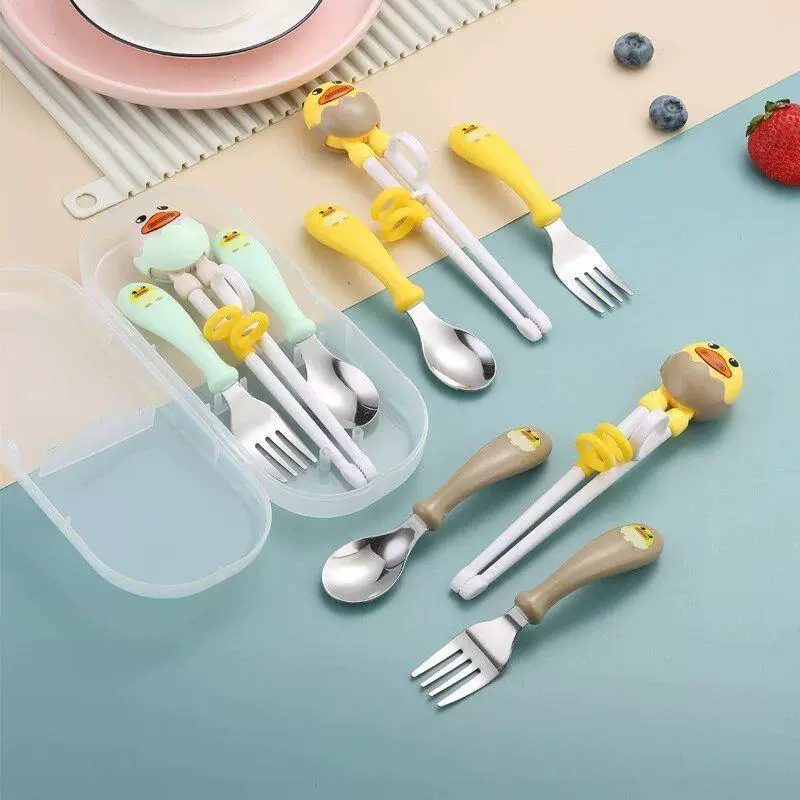 B.Duck, children's teaching chopsticks stainless steel, tableware
