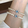 Sapphire small design fashionable universal advanced bracelet from pearl, light luxury style, high-quality style