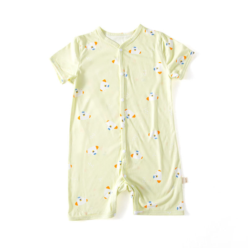 INS estilo europeo y americano estilo bebé manga corta mameluco verano fino bambú algodón impreso vaina mameluco para niños y niñas ropa de bebé