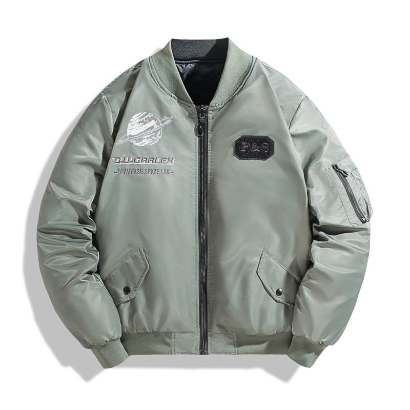 Spring and Autumn New Style Reversible Bomber Jacket Men's Embroidered Flight Suit Workwear Baseball Jacket