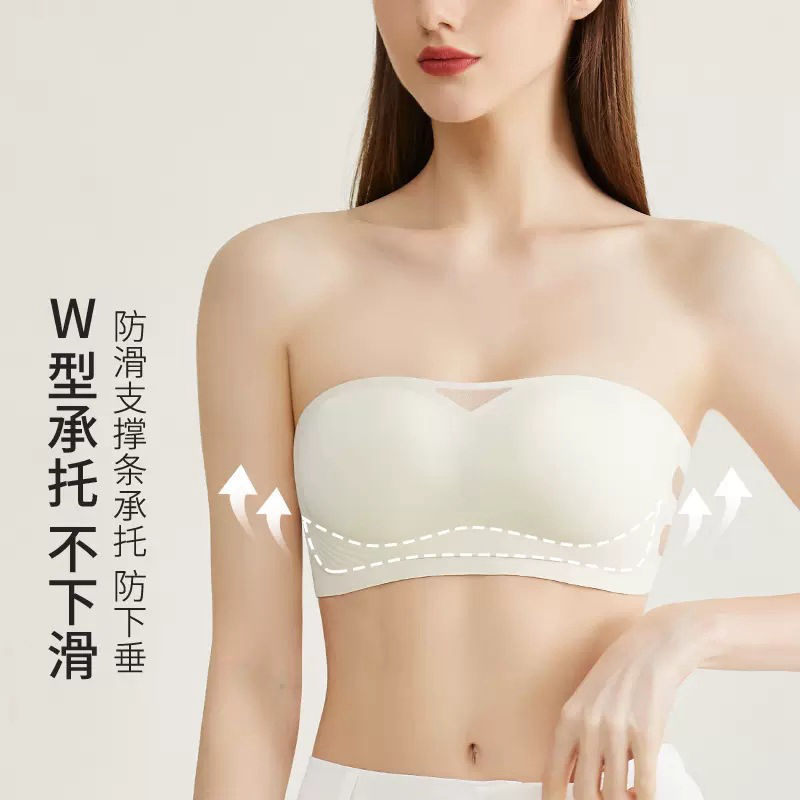 Vacaciones del sur de Francia sin cinturón de hombro ropa interior damas sin marcas sin anillo de acero sujetador se reúne antideslizante soporte de hombro sujetador delgado