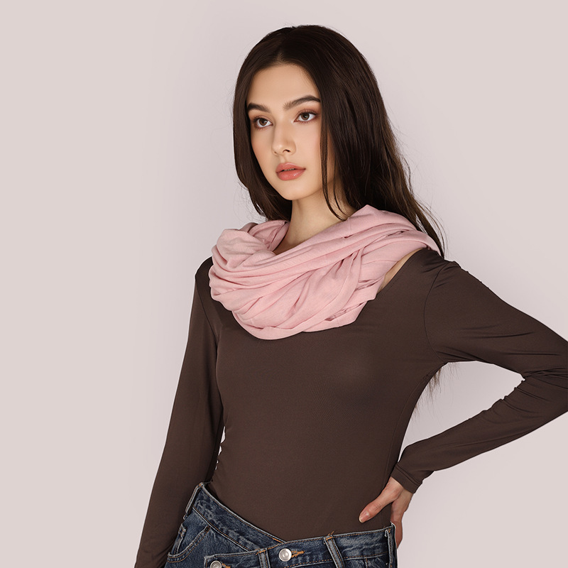 2025 otoño y invierno transfronterizos nuevos bufandas retro de color sólido cuello pequeño estilo de vacaciones naturales