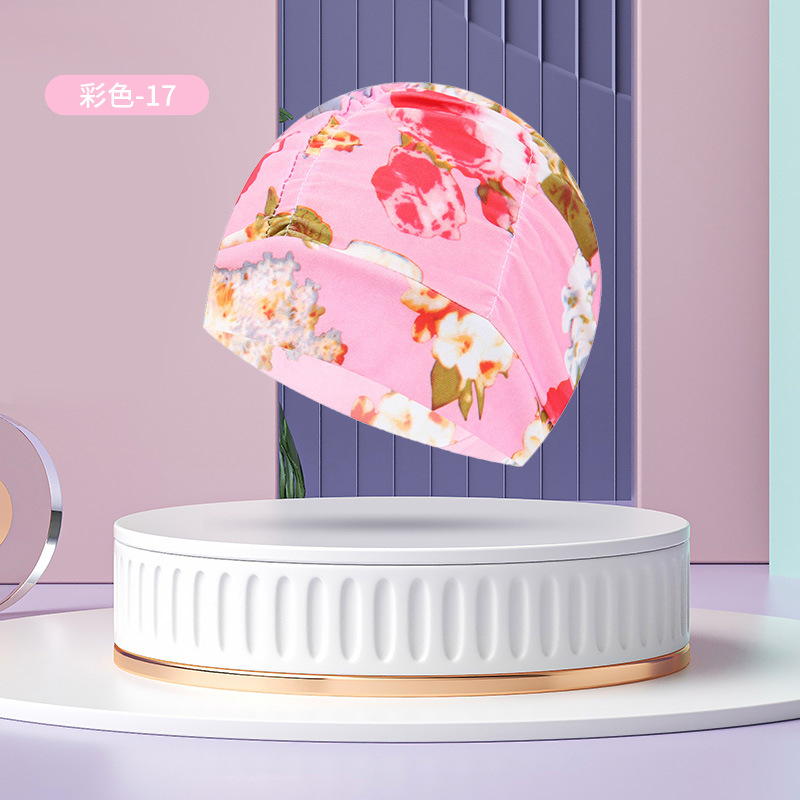 Sombrero de tela de natación adulto unisex cuidado del cabello protección del oído gorro de natación moda no-apriete cabeza plisada gorro de natación al por mayor