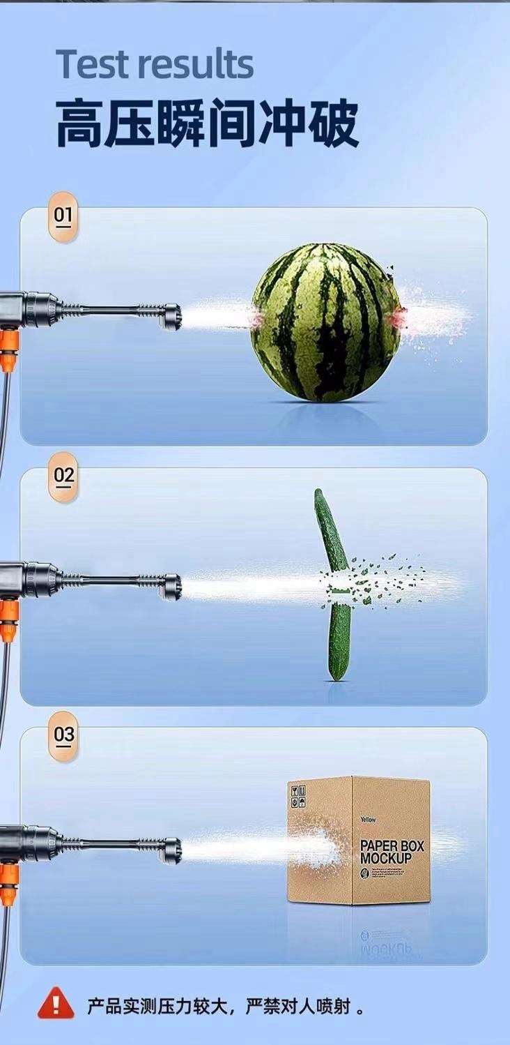 Suitable for Power Wireless High-Pressure Car Washing Machine Lithium Battery Portable High-Pressure Water Gun Charging Car Washing and Watering Flowers for Home Use