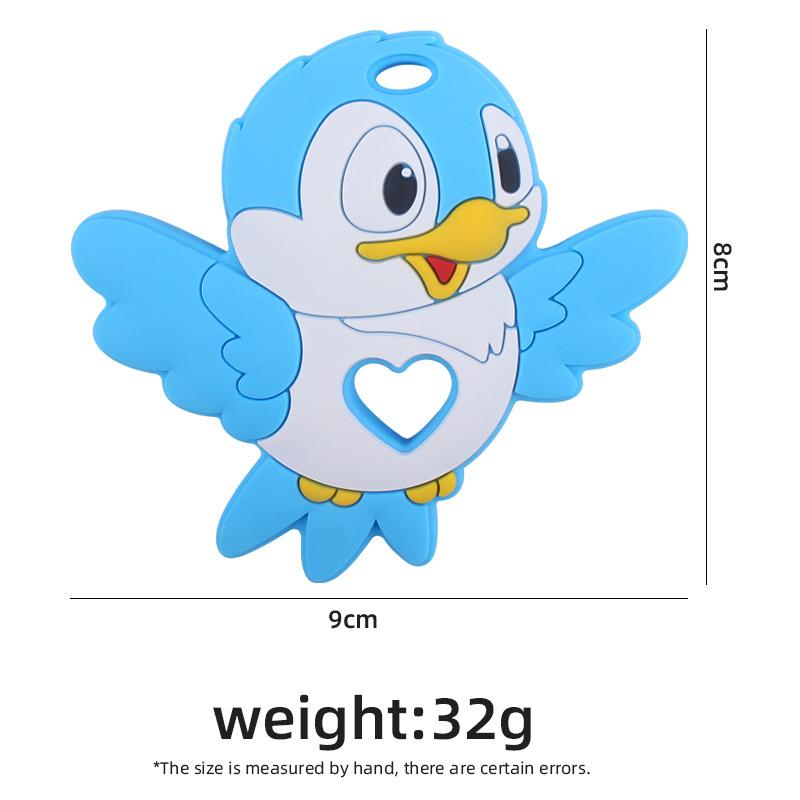 Bebé suministros de dibujos animados animal silicona mordedor pájaro creativo bebé silicona mordedura molar juguete nuevo