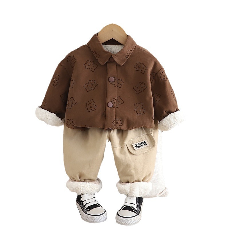 Camicia foderata in pile per bambini più venduta 2026 Inverno Nuovo set in due pezzi per neonati da 1 a 5 anni in stile coreano ALYCExiyuebaobao_voghion.com