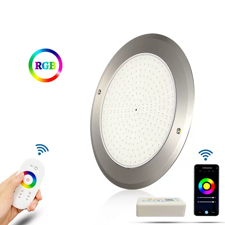 超薄款不锈钢防水七彩泳池灯 12v遥控蓝牙APP手机控制25w水下壁灯