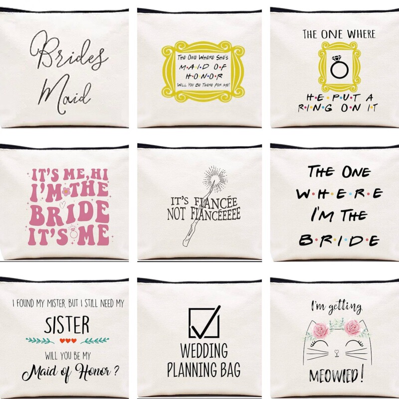 Amazon cross-border popular custom zipper bag waterproof linen letter cosmetic bag wash bag