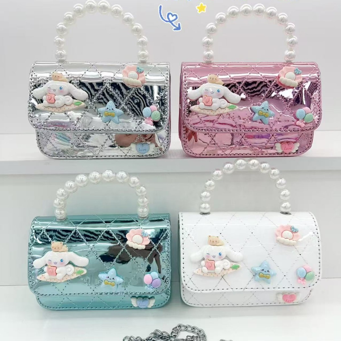 Nuevo espejo de niños de dibujos animados bolso de hombro, niñas mochila, bolso de perlas, bolso de cadena encantador para chicas en línea