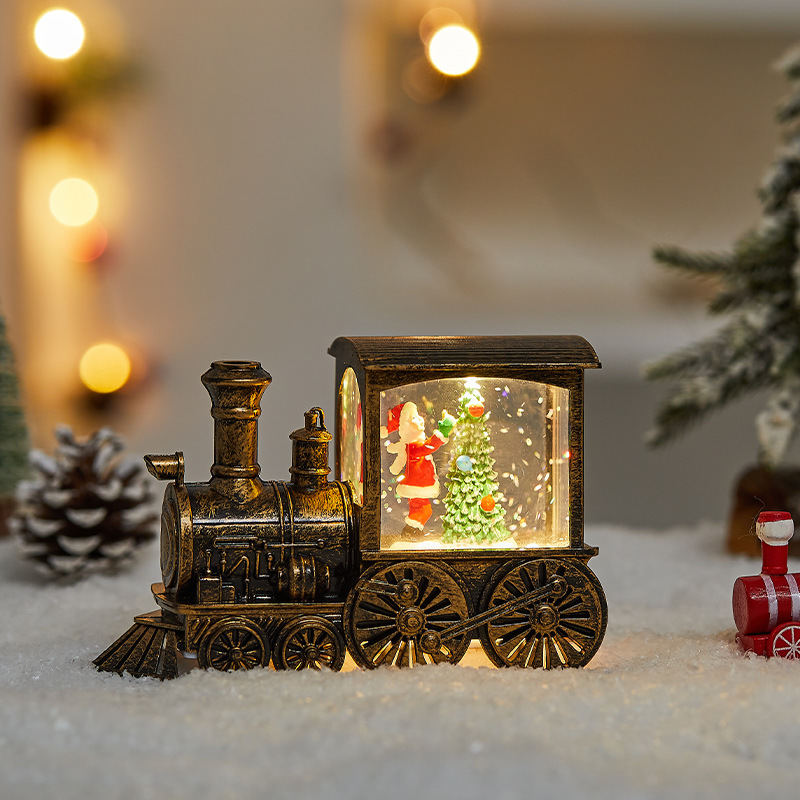 Christmas Snow Train Lantern Decor – Festive Miniature Light-Up Holiday Village Display With Santa, Snowman & Tree Designs For Tabletop_voghion.com