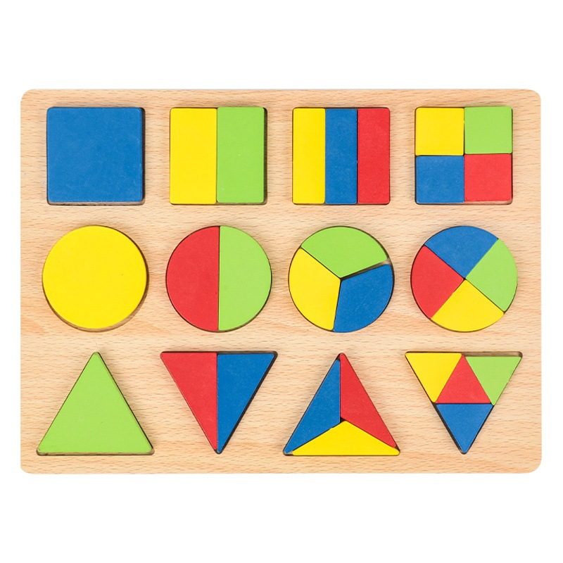 Montessori de madera para niños Educación temprana Rompecabezas tridimensional Rompecabezas de juguete Forma geométrica Tablero a juego Juguete educativo para niños