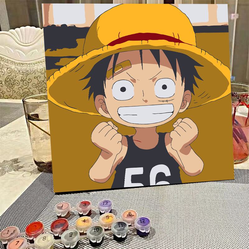 デジタル油絵diyの塗り絵の子供は漫画のアニメを埋めて色を塗ります。|undefined
