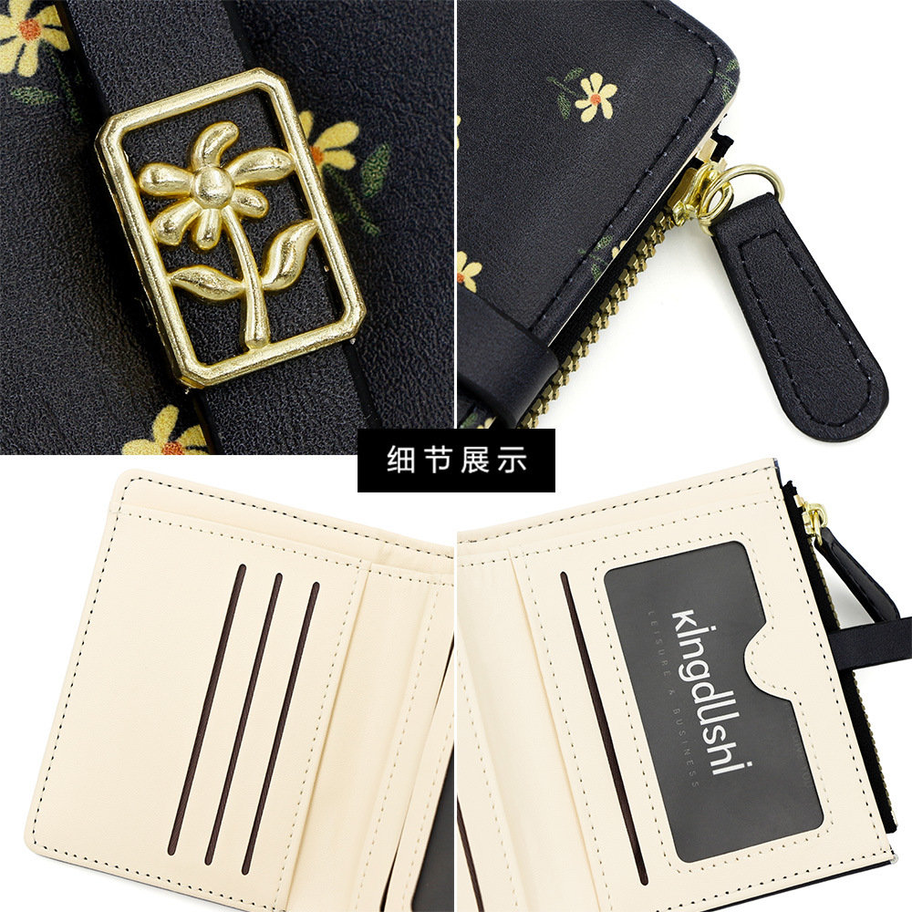 Nuevas bolsas cortas de dama impresión dulce de alta calidad dos plegables billetera cremallera bolsas de cambio bolsas de tarjetas comercio exterior al por mayor