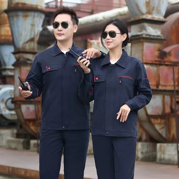 All-cotton autumn and winter workwear set for men, breathable workshop electrician and welder anti-scald short-sleeve workwear