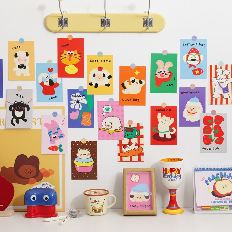 Ins-Style Cute Cartoon Pet Wall Stickers Decoration Cards Dormitory Bedroom Decoration DIY Photo Background Wall Art Ins-Style Cute Cartoon Pet Wall Stickers Decoration Cards Dormitory Bedroom Decoration DIY Photo Background Wall Art