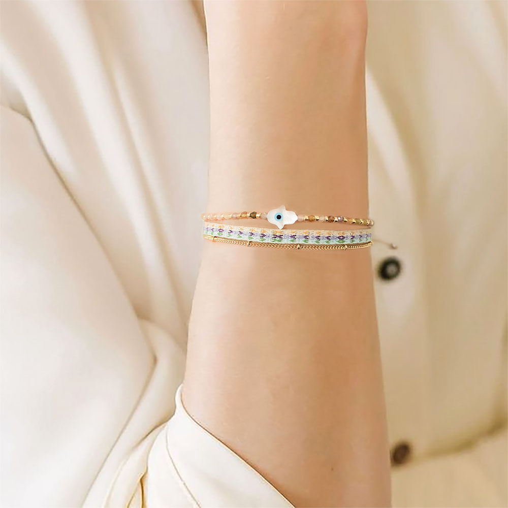 6g Weight Bracelets Classification 1 Piece Quantity Daily, Street Occasion Polyester cotton, Seed Bead, Copper Material Devil's Eye, Palm Pattern Women's Gender Beaded, Knitting Design IG Style, Casual, Retro Style IG Style Casual Retro Devil's Eye Palm Polyester Cotton Seed Bead Copper Beaded Knitting Women's Bracelets 2