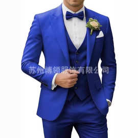 男士西装套装休闲商务西服修身结婚礼服三件套宴会伴郎外贸男士